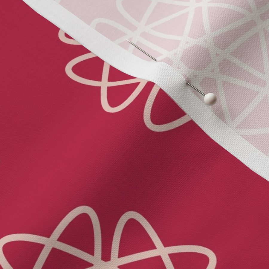 Nuclear Orbits Vertical - Dogwood Pink on Viva Magenta - cute elegant red geometric line hearts valentine blender