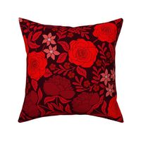 Beautiful Peonies and Rose Garden Valentines day Red Large