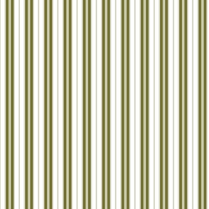 Cardamom Seed Green and White Autumn Winter 2022 2023 Color Trend Mattress Ticking