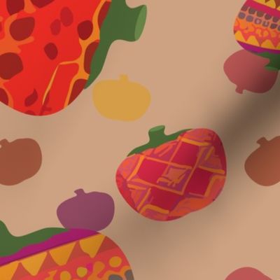 Pumpkin  Geo Print tan Background 