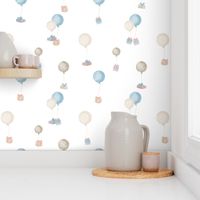 Watercolor Large Balloons Carrying Gift Boxes