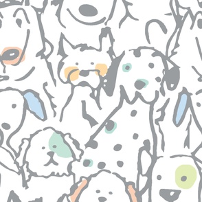 Color Pop Doodle Dogs, Rainbow Pastels Largest Repeat