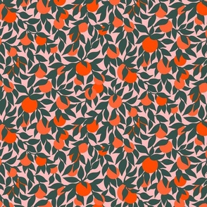 Oranges and Leaves on Pink (small)