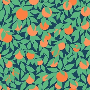 Oranges and Leaves on Navy