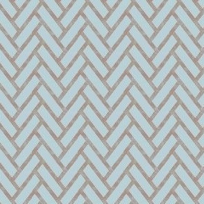 Distressed Herringbone in Blue & Brown