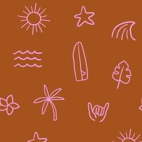 surf doodles -  brown + pink