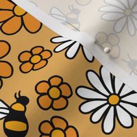 busy bees and flowers - honey yellow