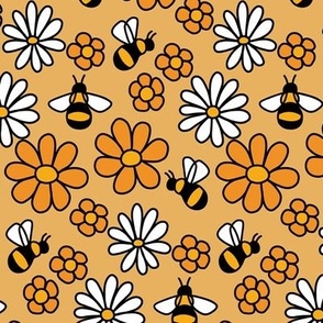 busy bees and flowers - honey yellow