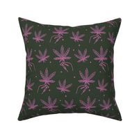 hands holding cannabis - pink + dark green