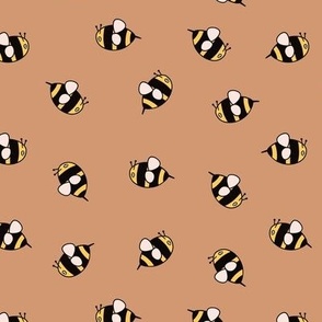 Cute bees on brown 7x7