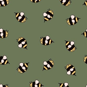 8x8 Cute Bees on green