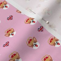 British royal family of corgis queen best friends UK jubilee crowns and flags pink blush girls SMALL 