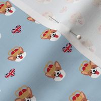 British royal family of corgis queen best friends UK jubilee crowns and flags cool blue  SMALL