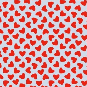 Bold valentines day hearts on light blue 4x4