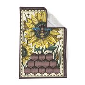 Bee and Sunflower 2023 Calendar / Tea Towel and Wall Hanging 