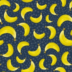 Large Scale Yellow Bananas on Navy