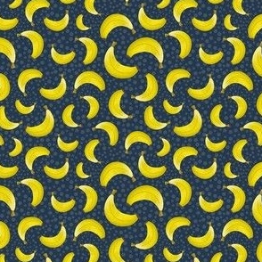 Small Scale Yellow Bananas on Navy