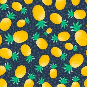 Large Scale Tropical Pineapples on Navy