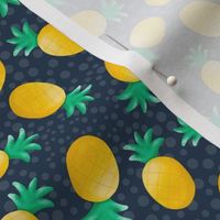 Medium Scale Tropical Pineapples on Navy