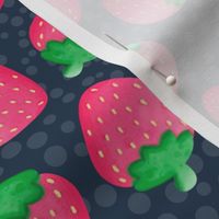 Large Scale Pink Strawberries on Navy