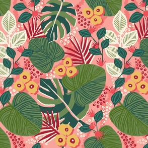 Tropical Floral - Coral - Large