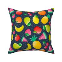 Large Scale Tropical Fruits on Navy