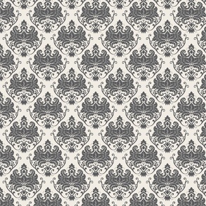 Cream and Charcoal Luxury Damask - Small 4x4