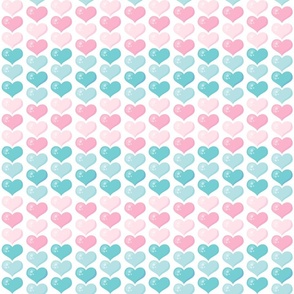 Kawaii Blue and Pink Hearts - Small 6x6