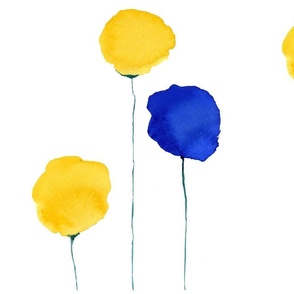 Yellow an Blue watercolor  flowers