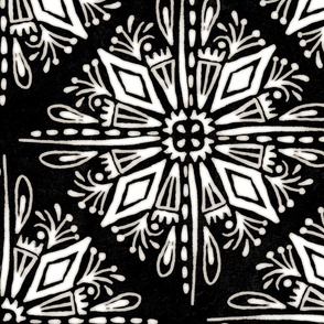 Olivia Rustic Diamond Tile White on Black - XL