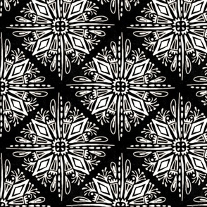 Olivia Rustic Diamond Tile White on Black - Large