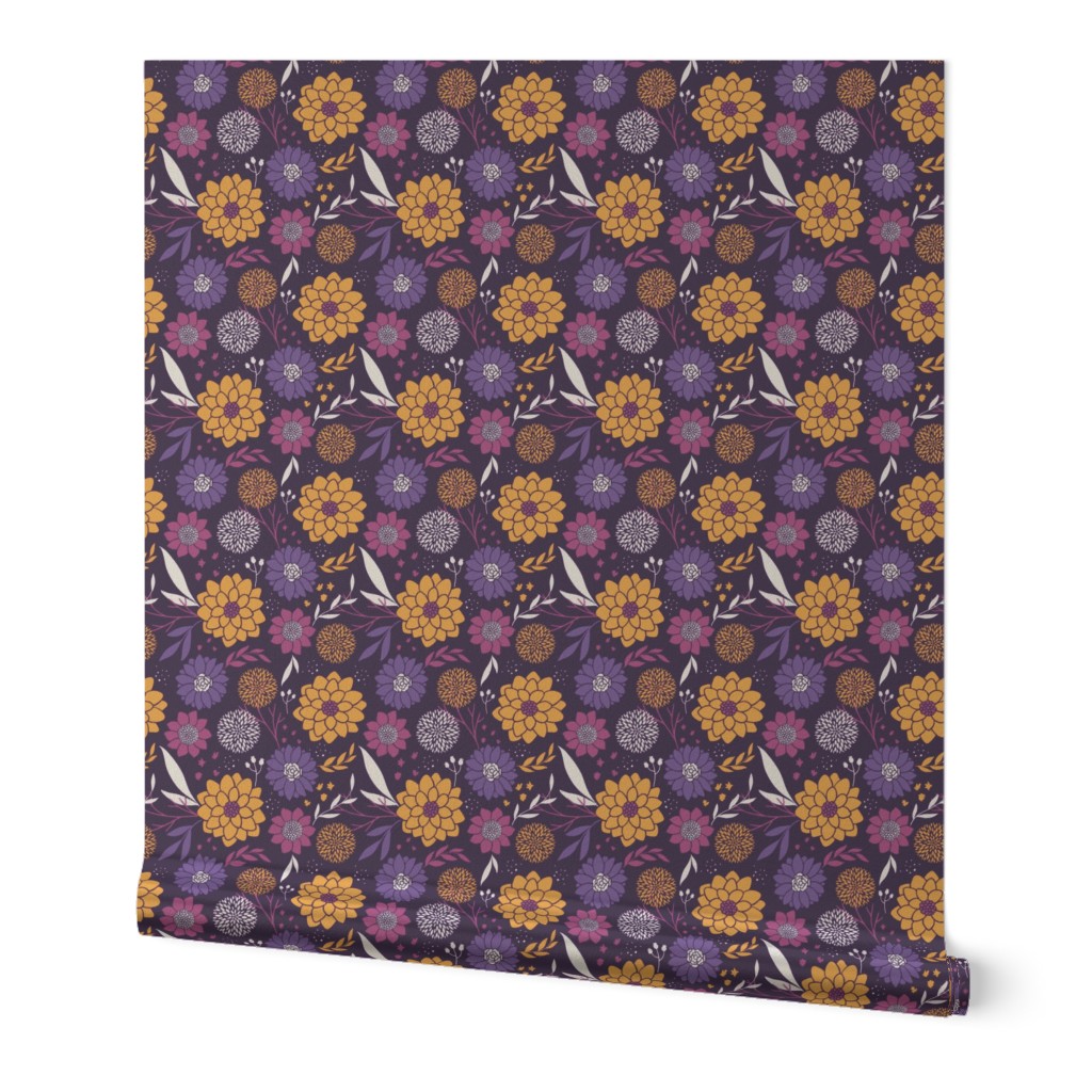 Dahlia Pattern in Purple and Yellow