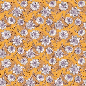 Lineart Dahlia Pattern Orange and Purple 6x6