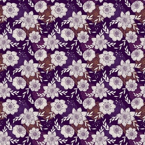 Lineart Dahlia Pattern in Purple 6x6