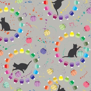 Creative Cats Painting Candy Corn light grey background