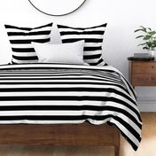 Two inch black and white monochrome stripes - horizontal