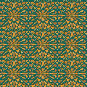 Moroccan Tile pattern green orange brown