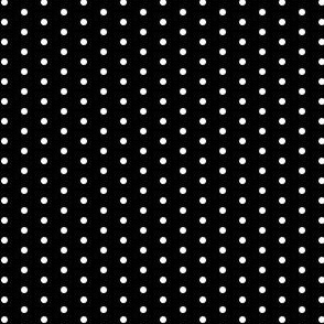 White eighth inch polka dot on black