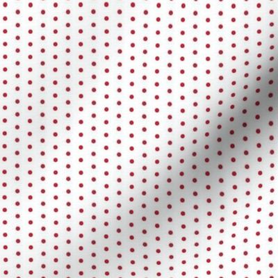 Red eighth inch polka dot on white