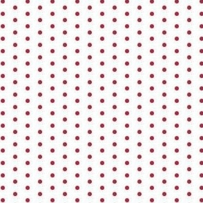 Red eighth inch polka dot on white