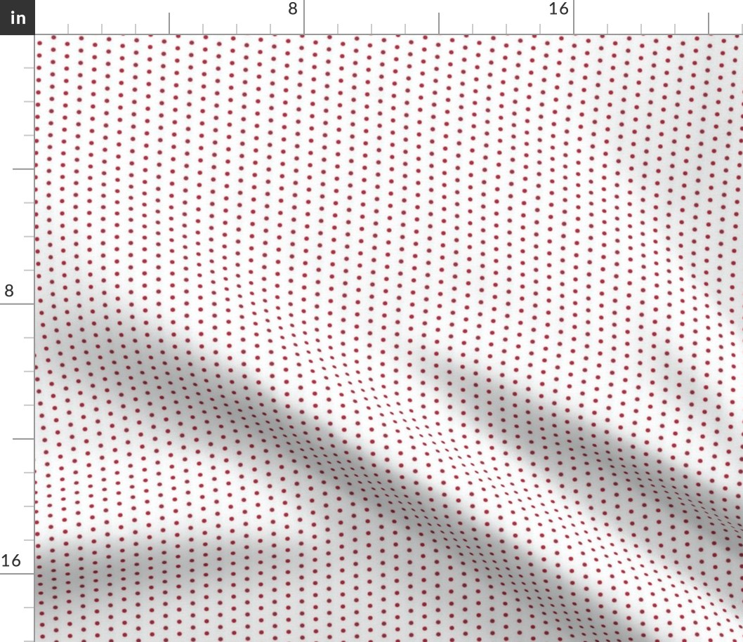 Red eighth inch polka dot on white