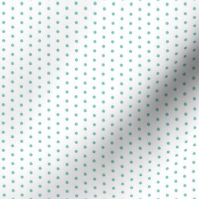 Turquoise eighth inch polka dot on white