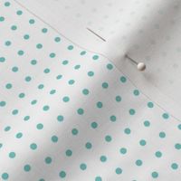 Turquoise eighth inch polka dot on white