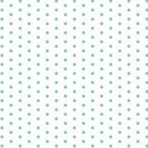 Turquoise eighth inch polka dot on white