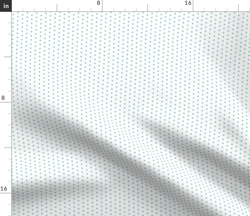 Turquoise eighth inch polka dot on white