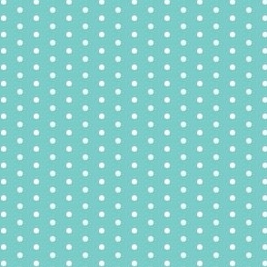 White eighth inch polka dot on turquoise