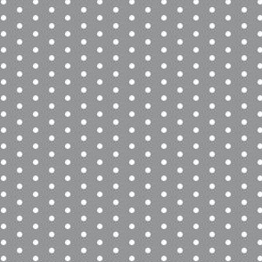 White eighth inch polka dot on Ultimate Gray