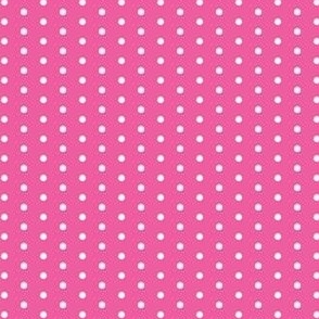 White eighth inch polka dot on deep pink