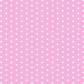 White eighth inch polka dot on pink