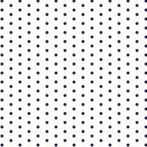 Navy blue on white eighth inch polka dot